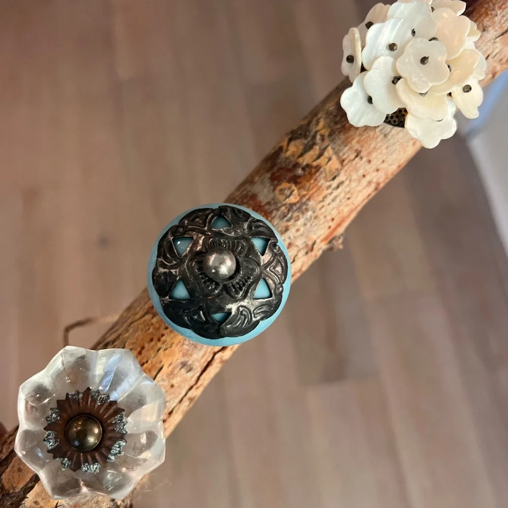 Hand Made Unique Jewelry/Hat Hanger Rack from Tree Branch and Knobs
